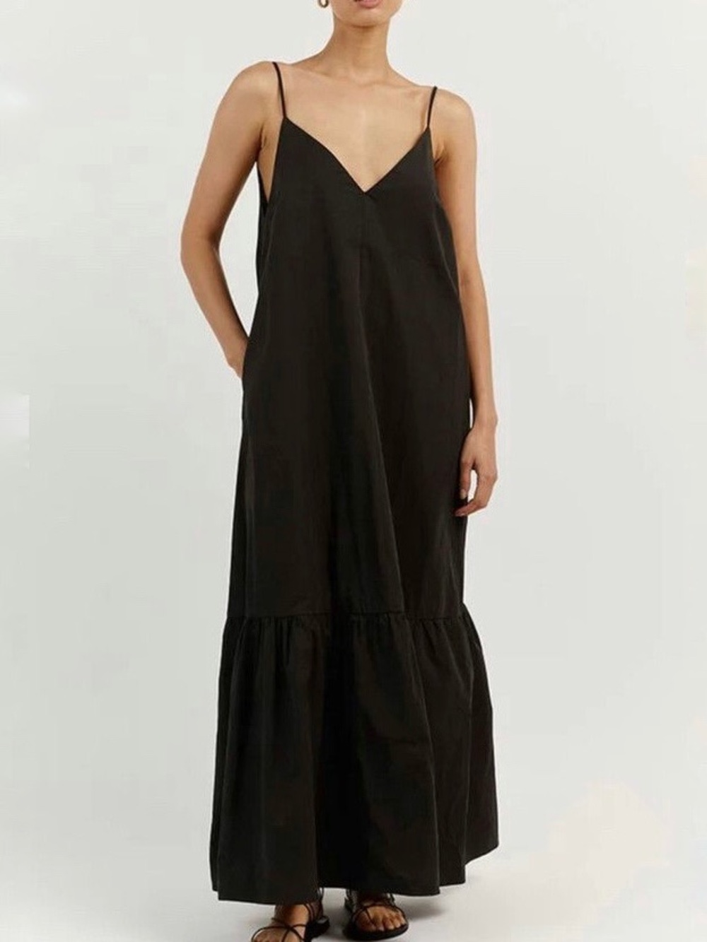 DISSH Cotton Sleeveless Willow Black Maxi Dress